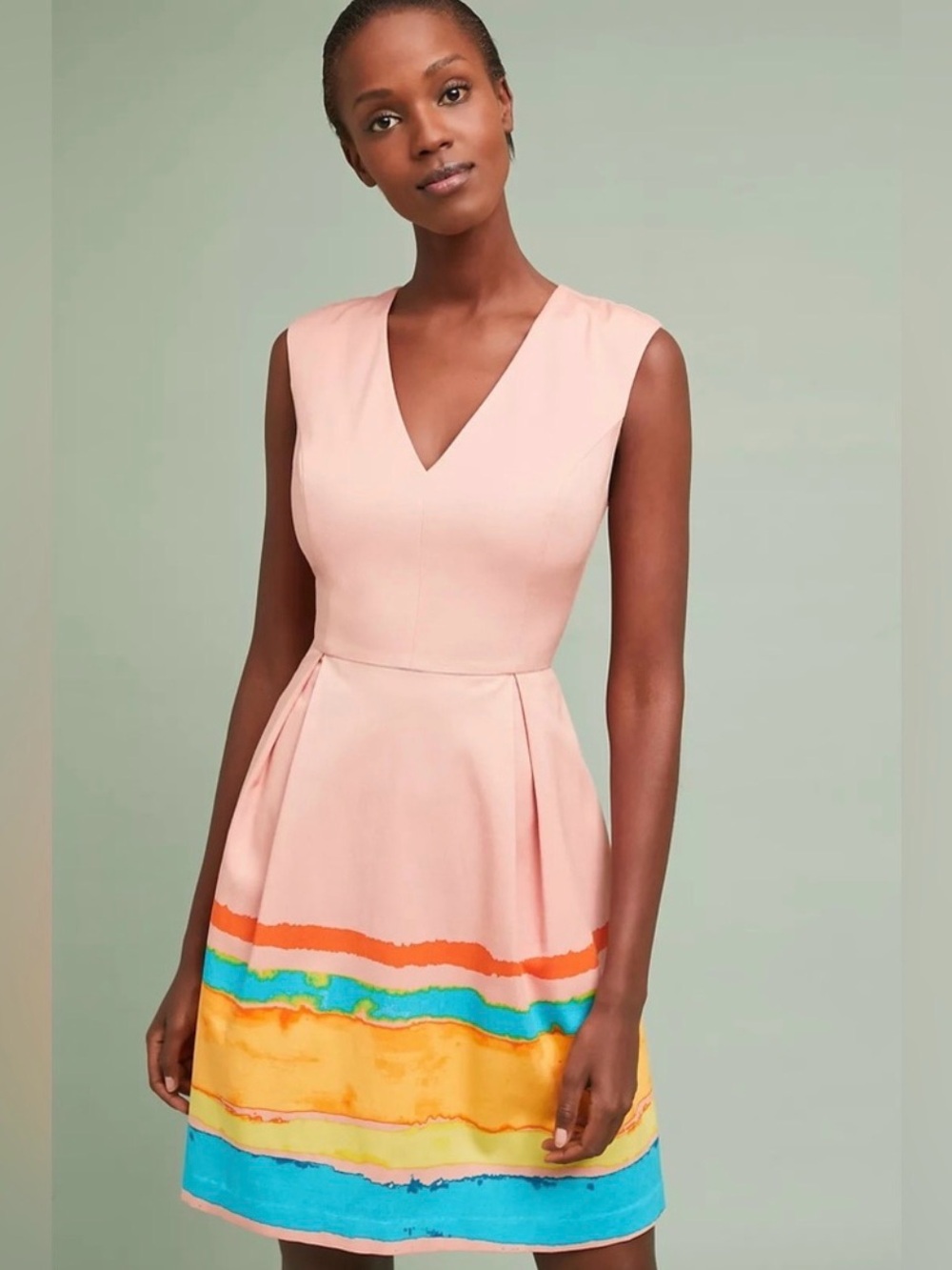 Tracy Reese x Anthropologie Painterly Pleated Fit & Flare Dress